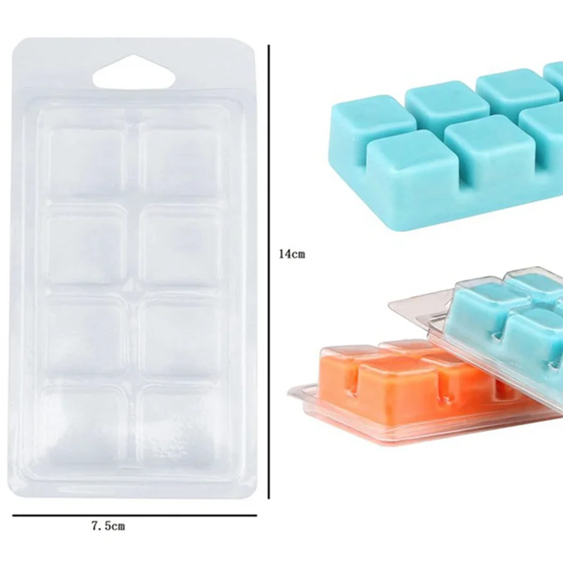 AC88-50 Packs Wax Melt Containers 8 Cavity Clear Empty Plastic Wax Melt Molds Cubes Clamshells For Tarts Wax Melts