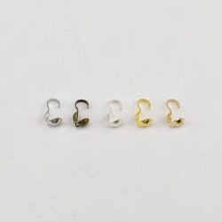 200Pcs/Lot 4mm Ending Clip Necklace Chain Cord End Caps Crimp Beads Clasps Hooks For Jewelry Making Supplies