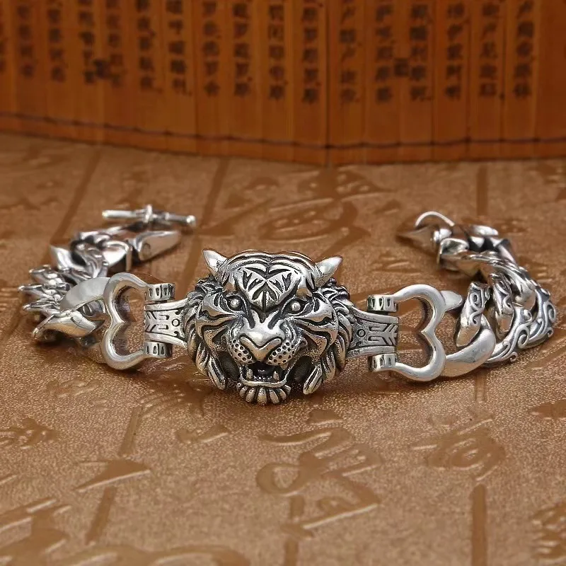 

Fashion Bracelet Men's Fashion Brand Tiger Head Jewelry Simple Personality Versatile Bold Style Dominant Bracelet Jewelry