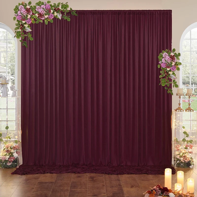 Burgundy Backdrop Curtains Wrinkle Free Polyester Photography Wedding Decoration for Bridal Baby Shower Birthday Backgrop Drapes image 3
