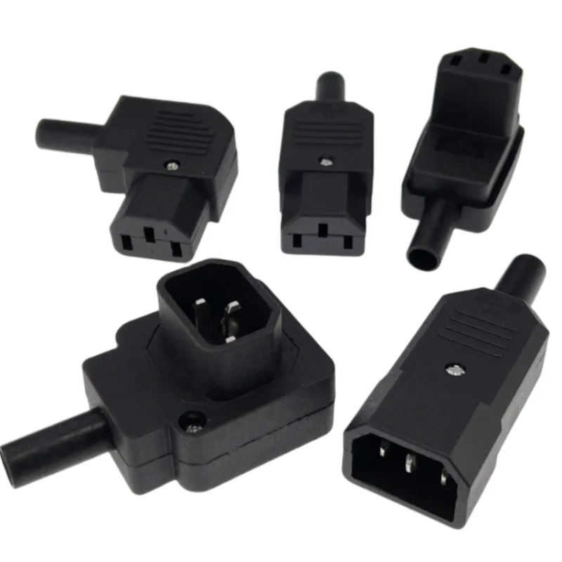 Black Elbow C15 C13 C14 Power Cord Wiring Power Plug Assemble IEC Connector Outlet PDU UPS Electrical AC Socket Plug 10A 250V