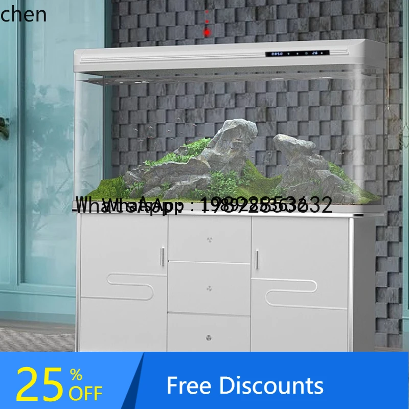 

LYY fish tank aquarium small and medium floor lazy glass goldfish tank with cabinet