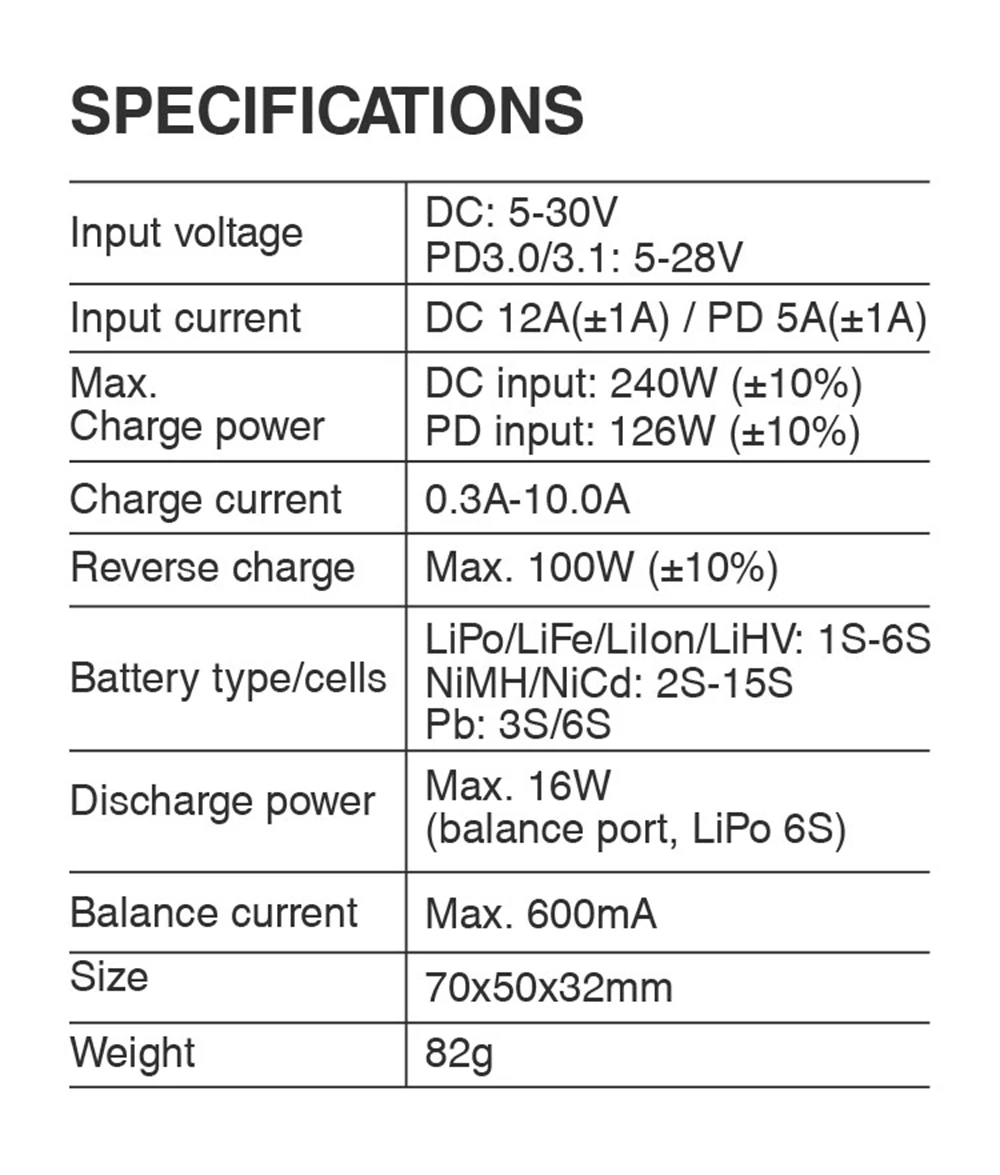 ​SKYRC B6neo+ Smart Charger High Power DC240W PD126W Multilanguage Balance Charger 600mA XT60/Type-C Compact Charger Discharger