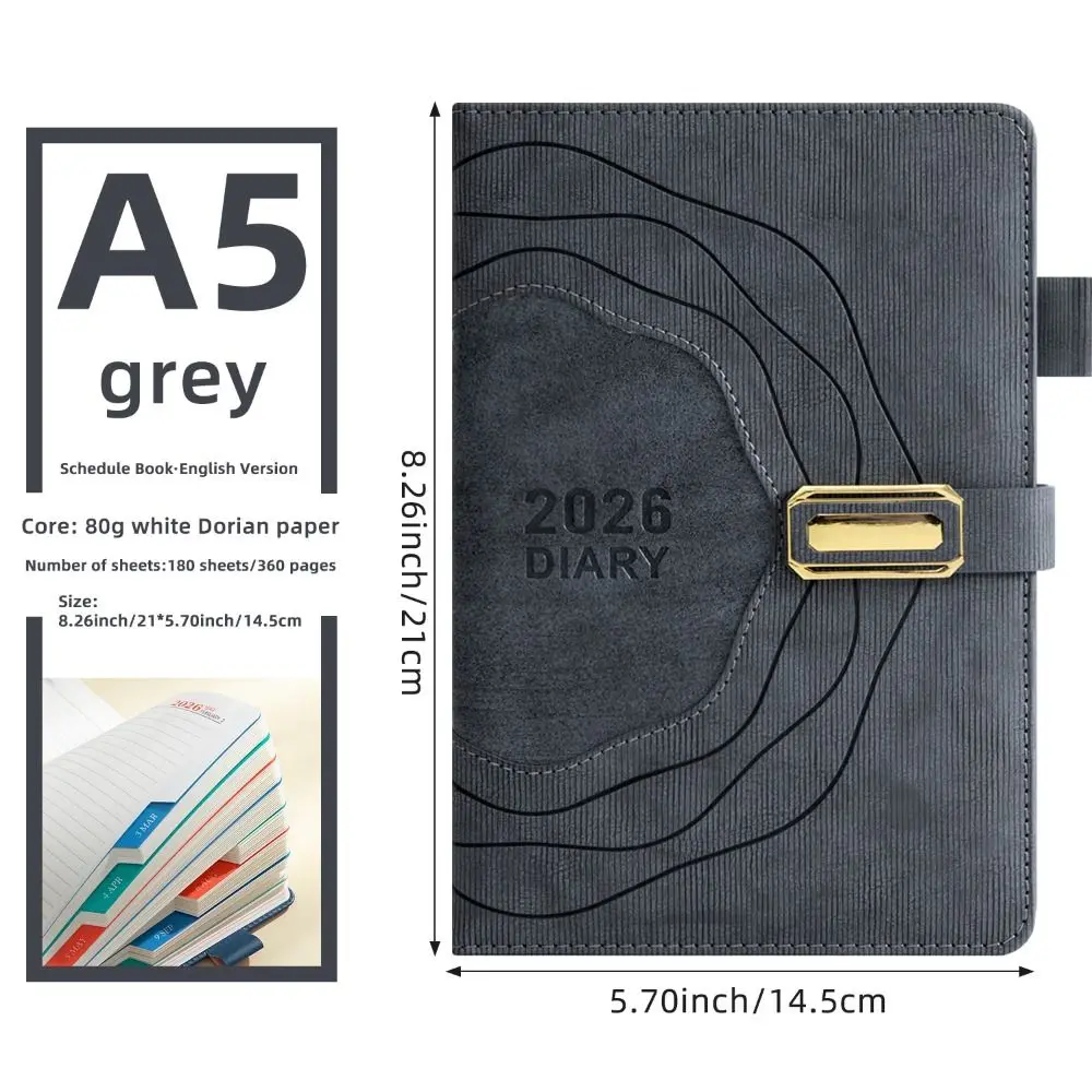 Portable Thickened Paper 2026 Schedule Notepad Self-discipline Efficiency Daily Planner Book English Diary Task