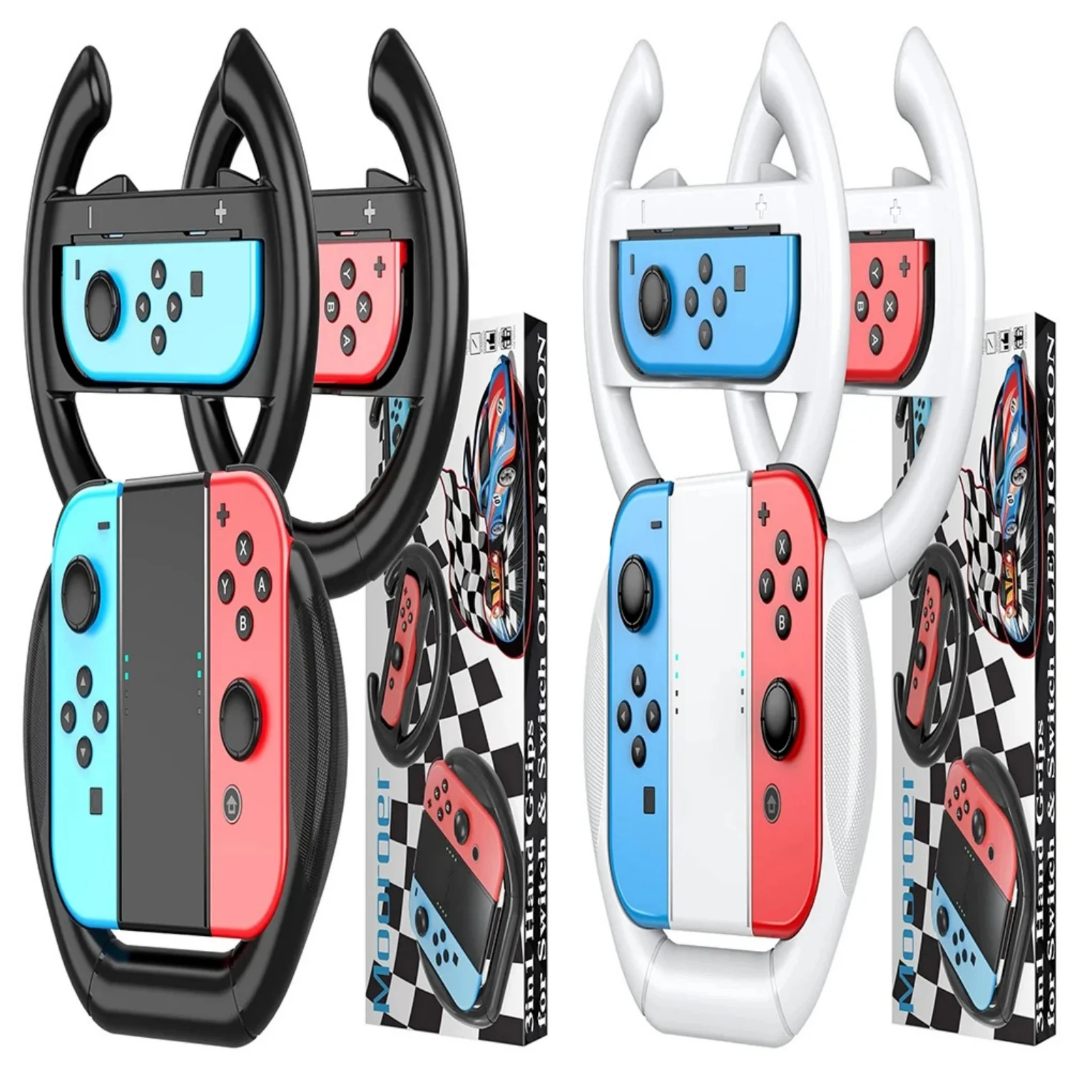 6 pcs steering wheel handle set Steering Wheels for Switch & OLED JoyCon Controllers, Racing Wheel for Mario Kart 8 Deluxe