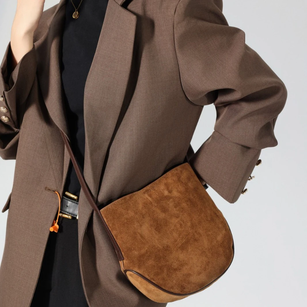 

Осенне-зимняя сумка через плечо из матовой натуральной кожи, новая модная сумка-ведро в стиле ретро, матовая сумка из воловьей кожи, сумка на одно плечо