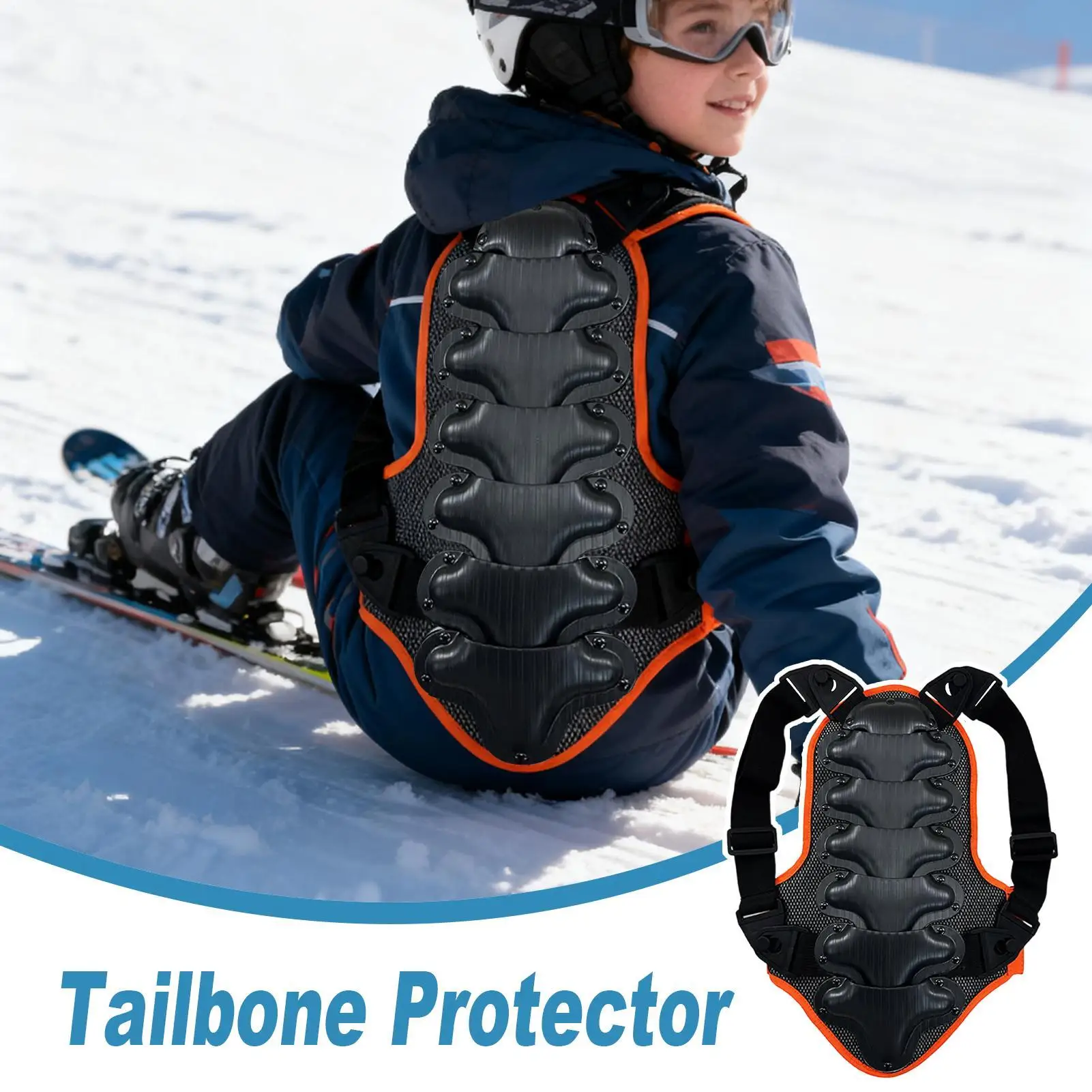 Protezione del coccige Cuscino protettivo per la schiena della colonna vertebrale Cuscinetti protettivi per l'anca per ciclismo Snowboard Skateboard Equitazione sulla schiena