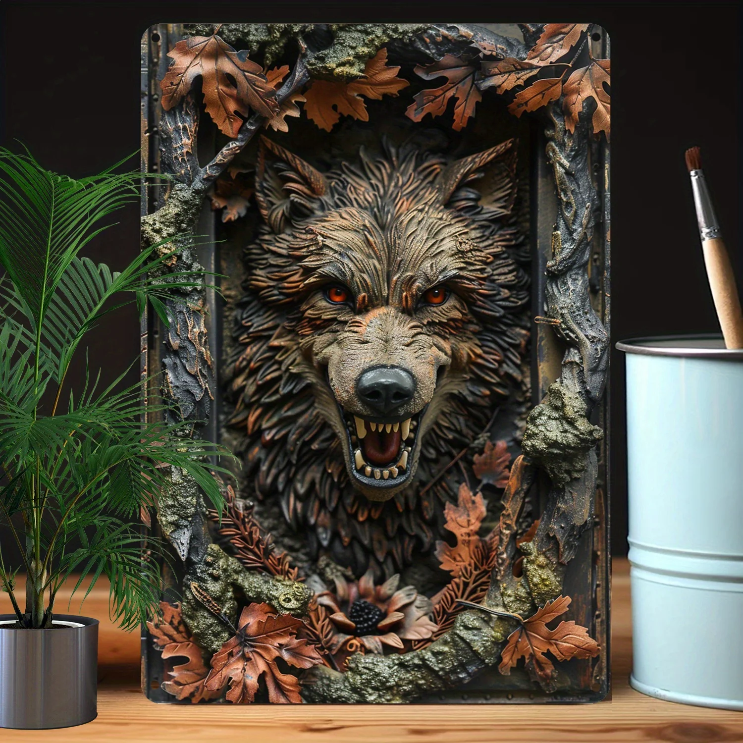 Werewolf-Themed Metal Sign with Durable Wall Art for Home,Office,Classroom Decor,Moisture Resistant Vintage-Inspired Decoration,