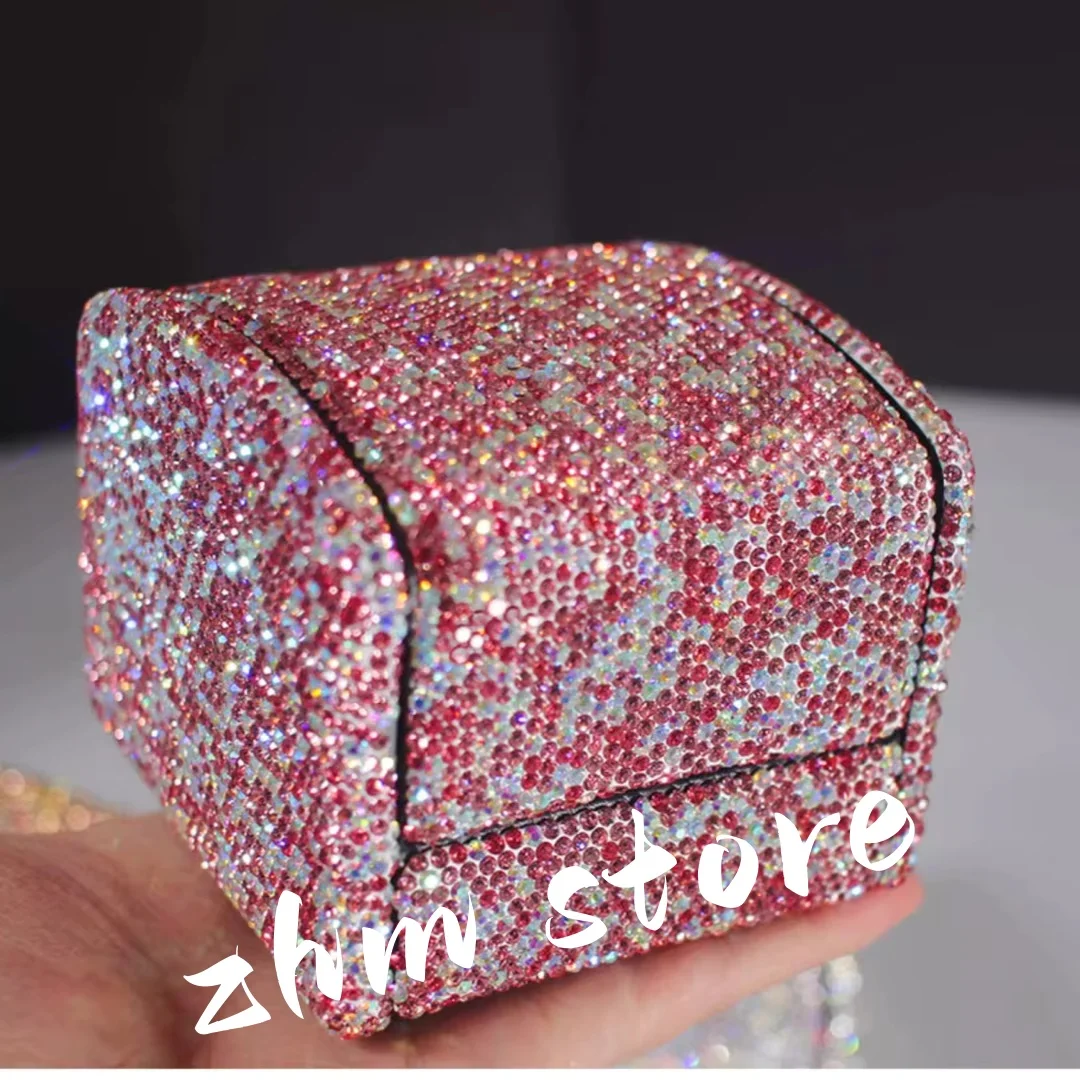 

Высококачественная коробка для часов, инкрустированная бриллиантами, откидная подарочная коробка для хранения ювелирных изделий для упаковки часов и браслетов