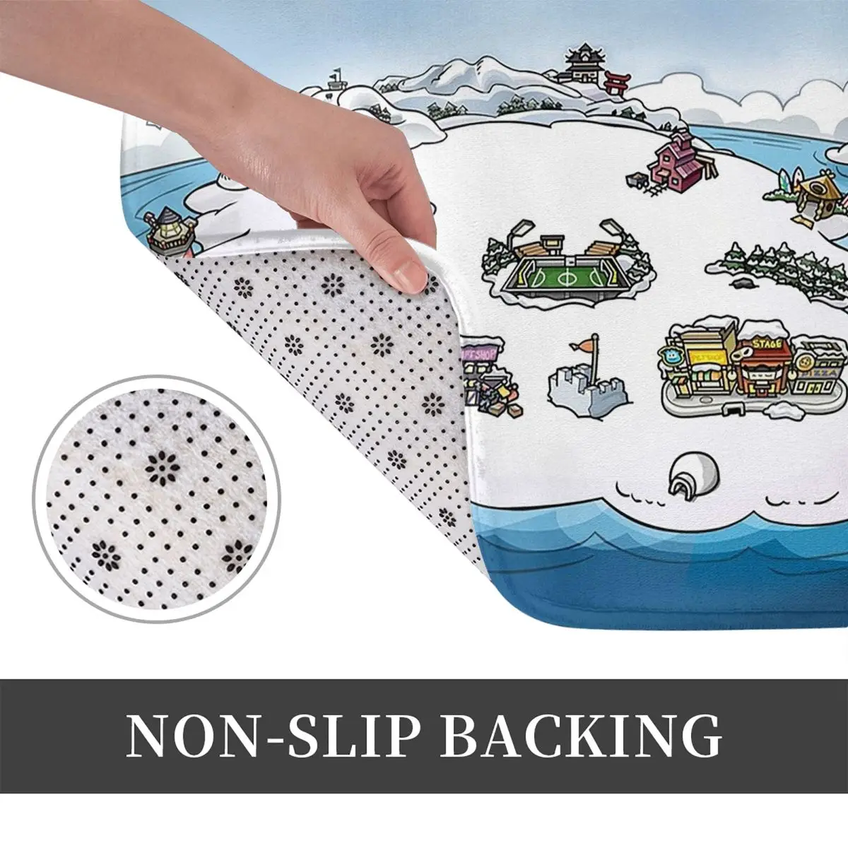 Club Penguin Map Non-slip Doormat Floor Mat Dust-proo Carpet Rug for Kitchen Entrance Home Balcony Footpad Mats