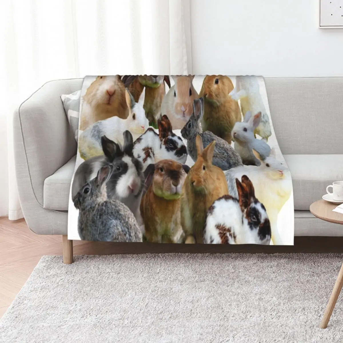 Cute rabbits/bunnies Throw Blanket bed plaid Soft funny gift Sofa Luxury Throw Fashion Sofas Blankets