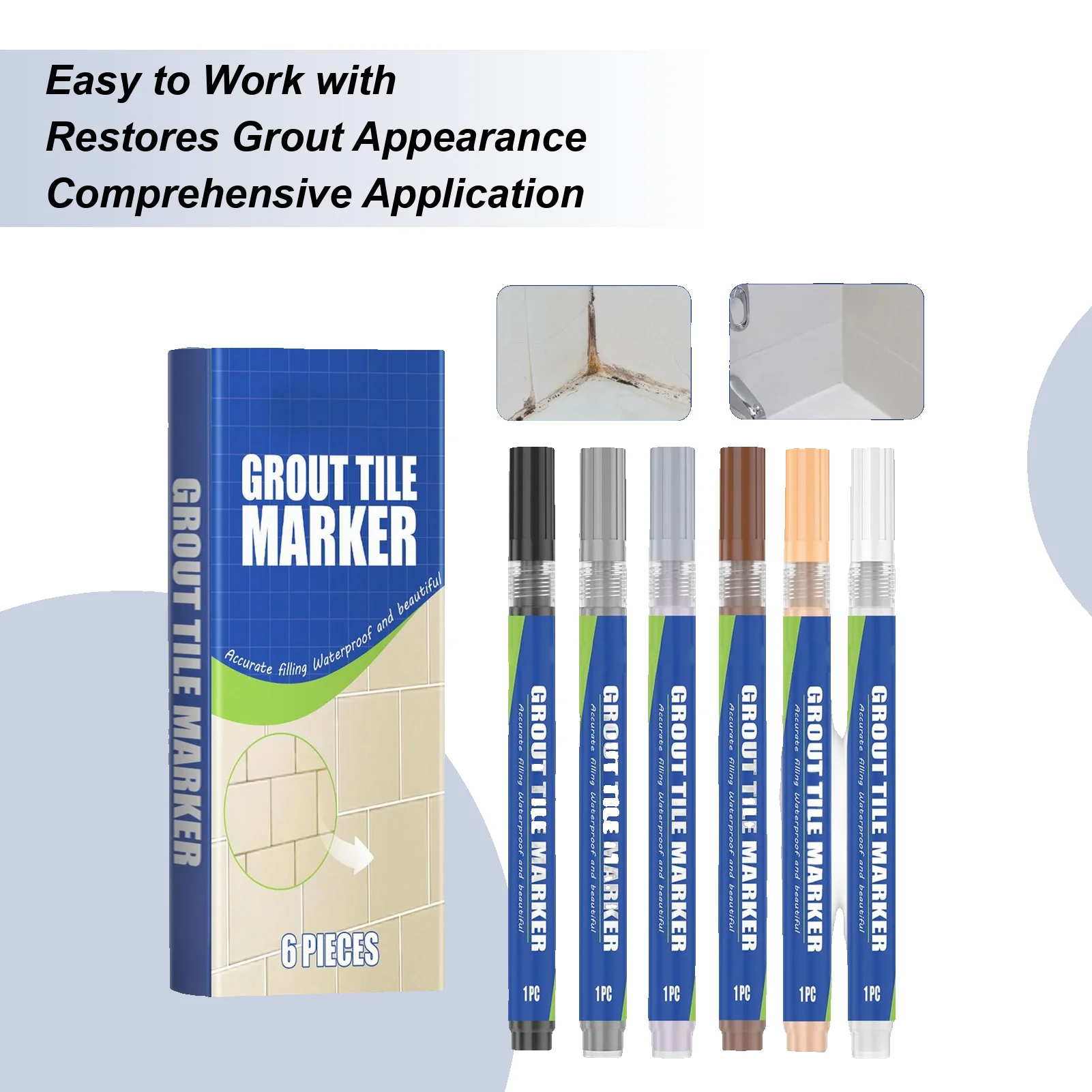 

Waterproof Tile Marker Grout Pen Wall Seam for Floor Bathroom Kitchen Toilet Wall Seam Repair tile seam beautifying pen