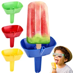 2/4pc Portable Popsicle Protectors Drip Guard Holder for Kids Ice Cream Handheld Ice Cream Holder NoDrop Anti-drip Popsicle Tray