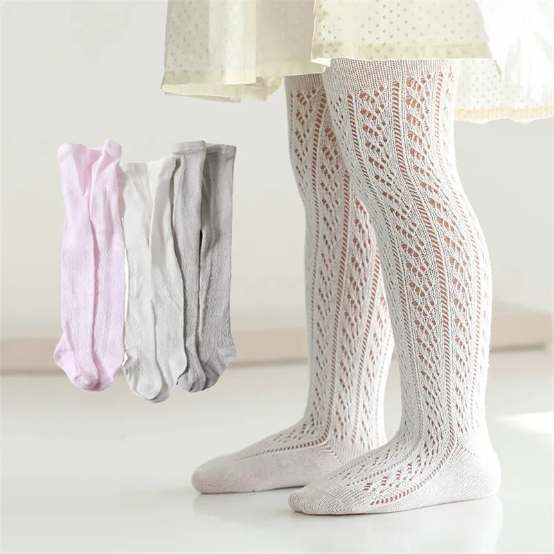 Summer Thin Baby Tights Hollow Mesh Breathable Baby Girls Tights Solid Color Infant Toddler Stockings Kids Pantyhose