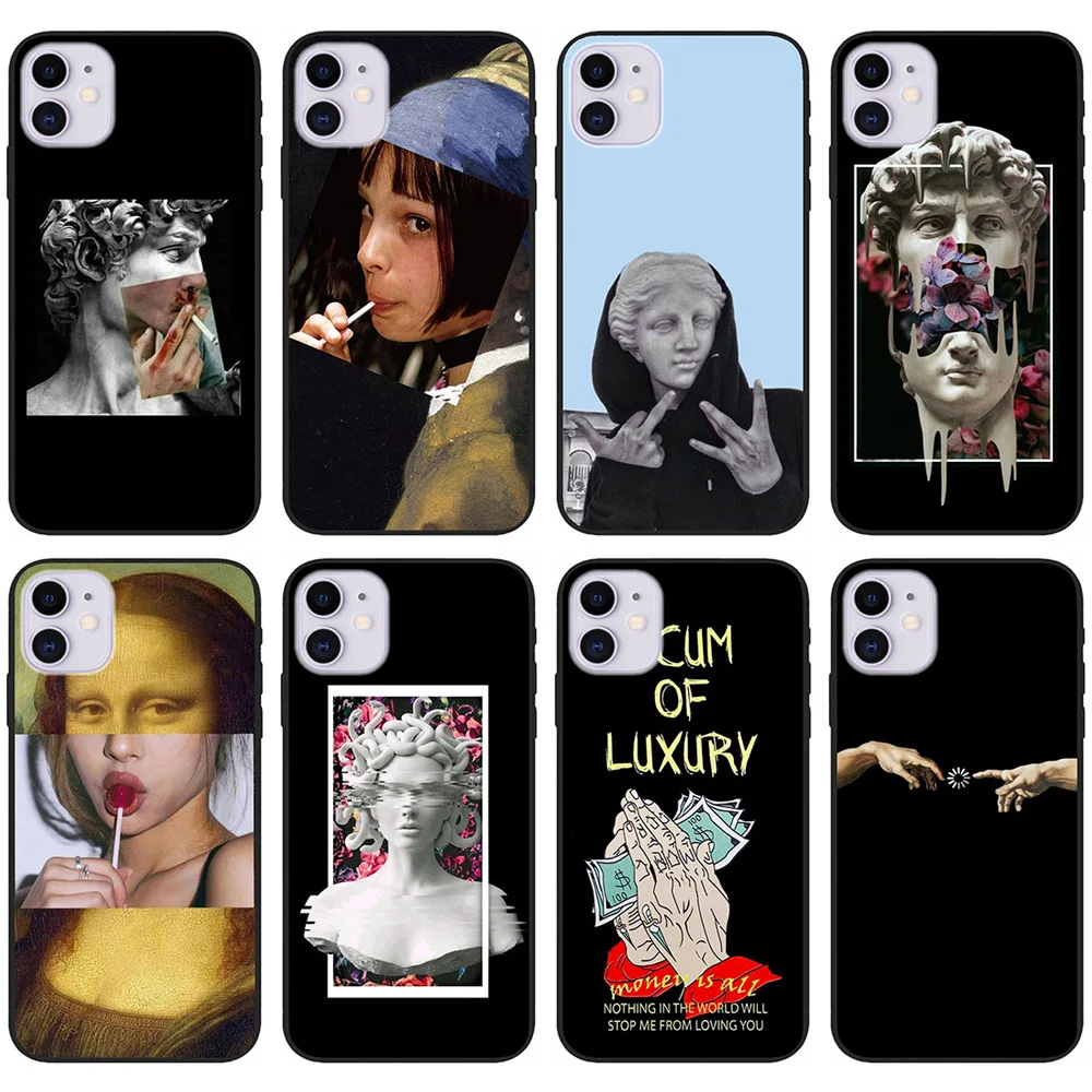 for 15 mobile phone creative vintage David foreign trade new shell oil painting XR art Virgin 8P silicone xsmax soft shell