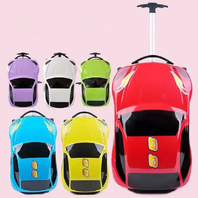 Kids Ride On Suitcase Car Shape Rolling Luggage Children Trolley Travel Bag with Wheels Boys Girls Sit-on Luggage for Travel