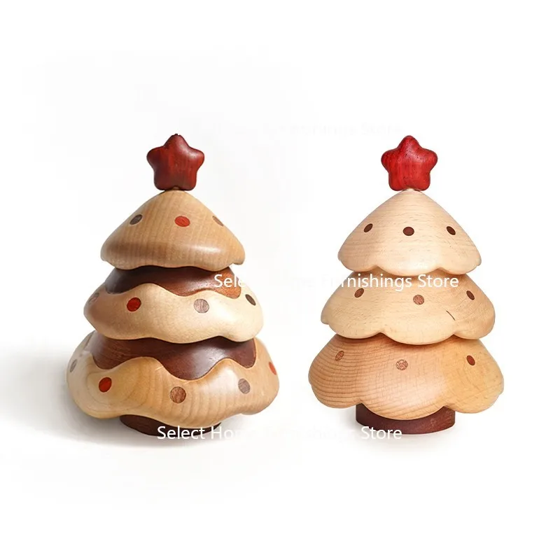 Suitable for Ice and Snow Christmas Tree Storage Boxes, Solid Wood Jewelry Boxes, and Creative Gifts for Friends