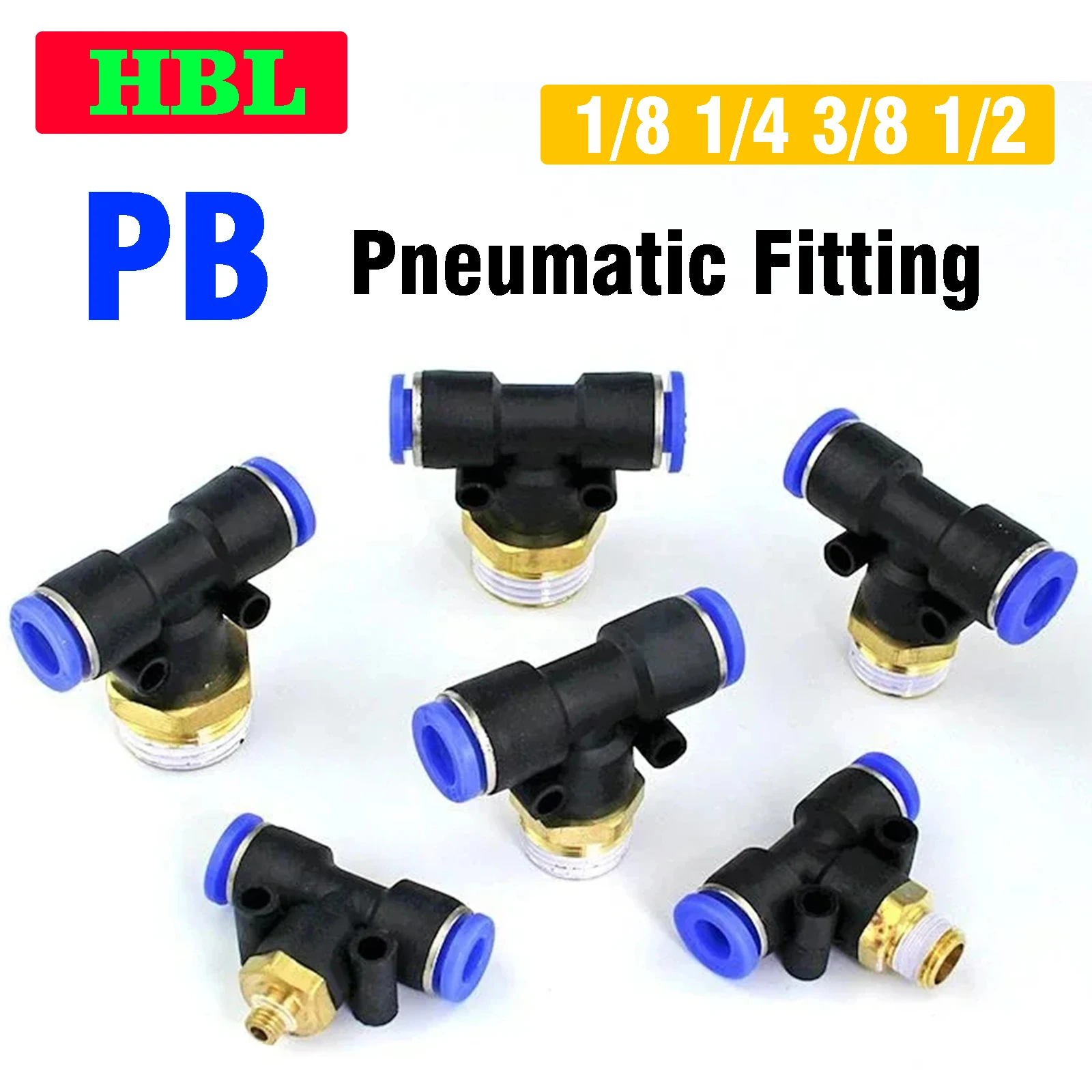 

PB Pneumatic Fitting Pipe 4mm 6mm 8mm 10mm 12mm OD Hose Tube Push In Air Connector Thread Hose Quick Connector 1/8 1/4 3/8 1/2