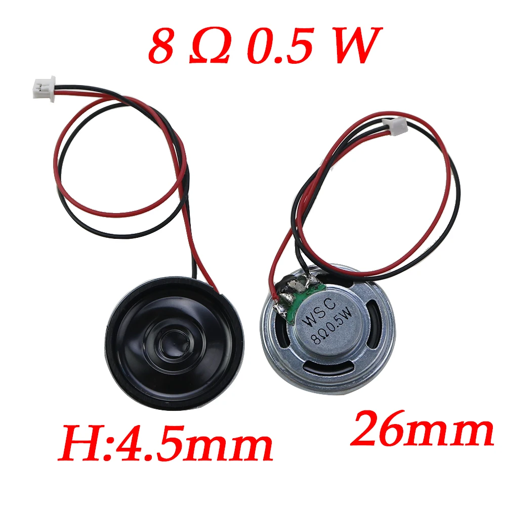 2-teiliger ultra dünner Lautsprecher 8 Ohm 2 Watt 2 W 8R Durchmesser 20mm 23mm, 28mm 36mm 40mm mit mx Kabel 1,25 Anschluss, Kabellänge 15cm