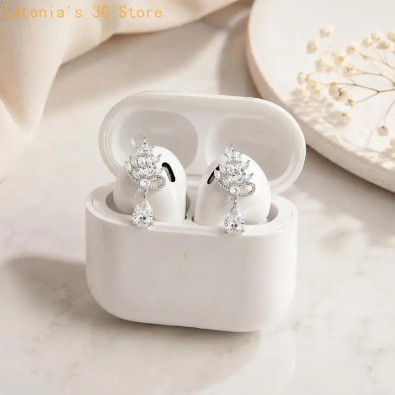 and Drop-Shaped Earphone Decorations Charms, Matching 1 Pair with Multiple Faceted Clear Stones and Silver-Tone Styling for a
