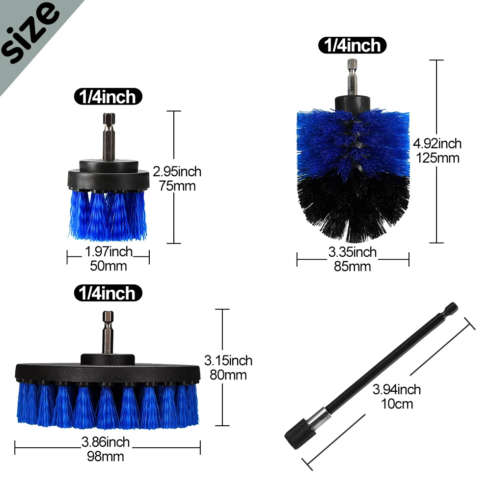 Drill Brush Attachments Set Polish Sponge Power Scrubber Brush All Purpose Clean For Grout Tiles Sinks Bathtub Bathroom Kitchen