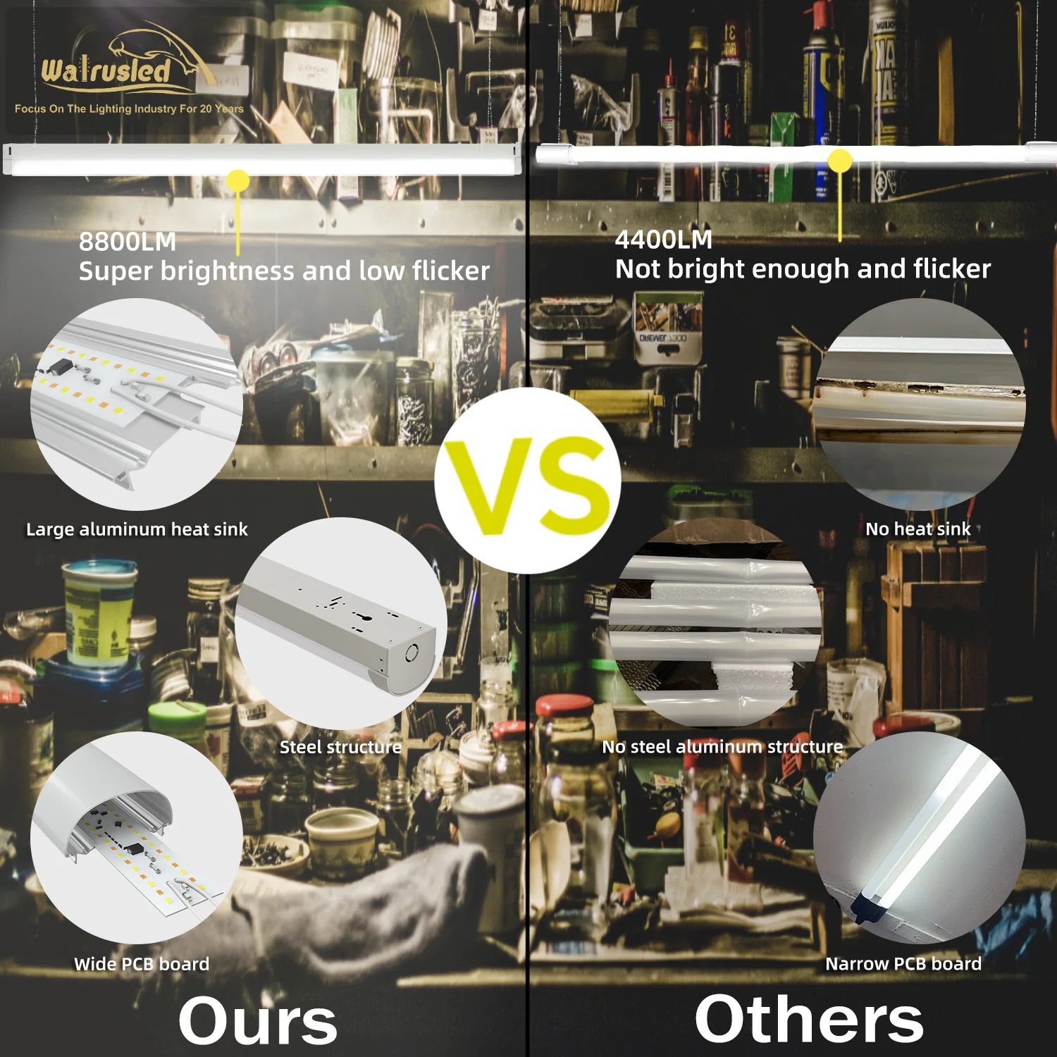 4 أقدام قابلة للربط 80 واط LED متجر ضوء 8800lm 3000 كيلو/4000 كيلو/5000 كيلو SCR عكس الضوء شريط خطي إضاءة العمل مع المكونات وسلك الطاقة FCC #3