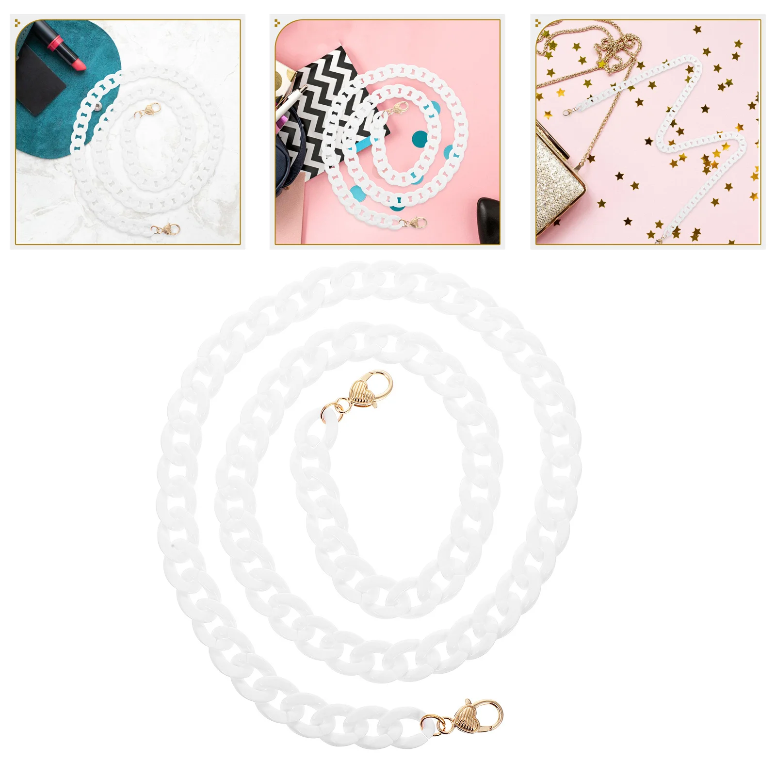 

Acrylic Bag Chain Replacement Detachable Strap for Women Crossbody Handbag Shoulder Purse Lightweight Durable Accessory Ornament