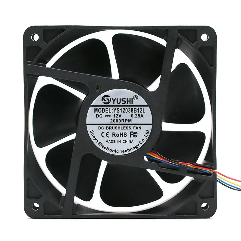 Dual ball 120x120x38mm 120mm 12V high air volume PWM temperature control chassis inverter industrial cooling fan