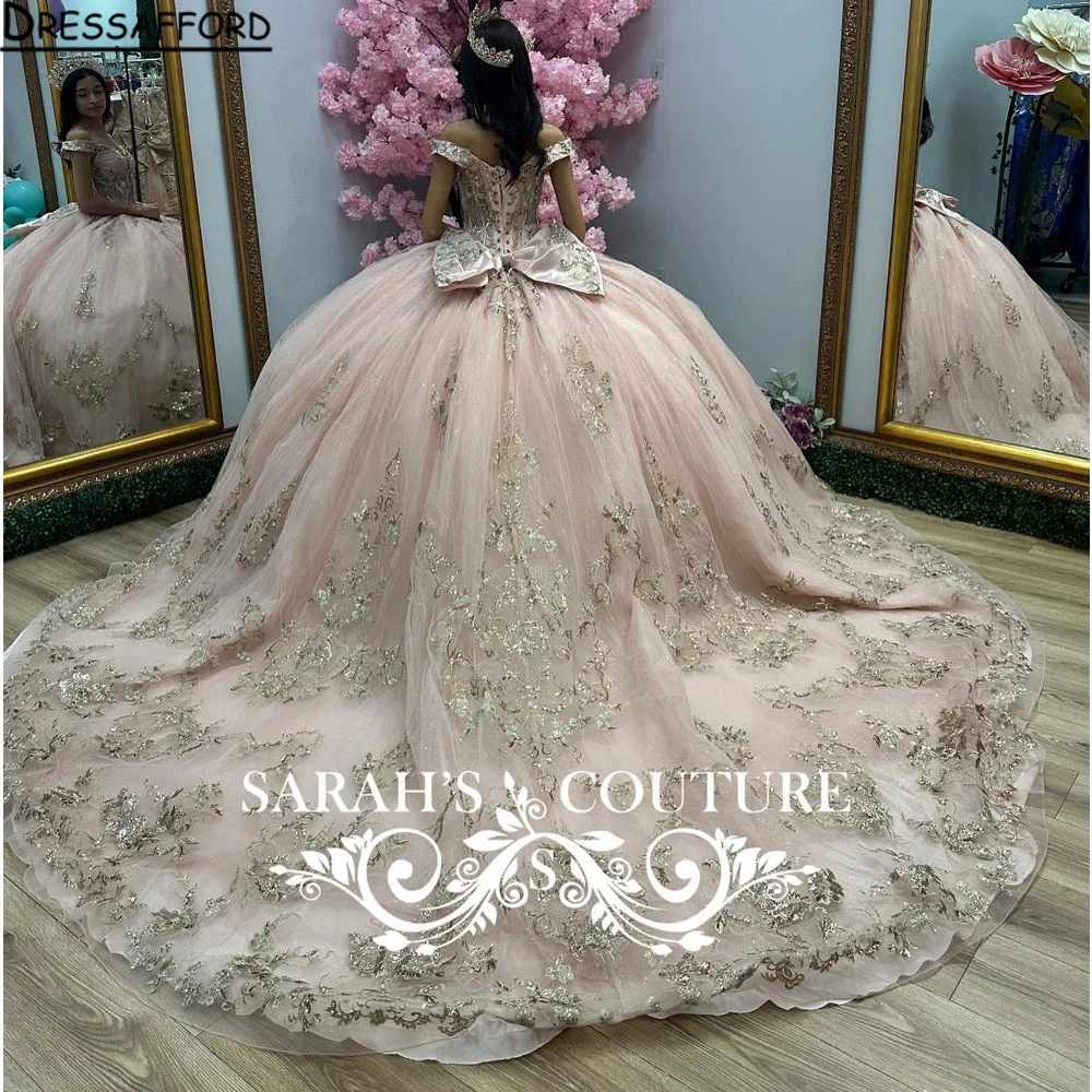 

Sparkly Pink Quinceanera Dress 2024 Ball Gown Appliques Lace Beading Tull Puffy Skirt Sweet 16 Dress vestidos de 15