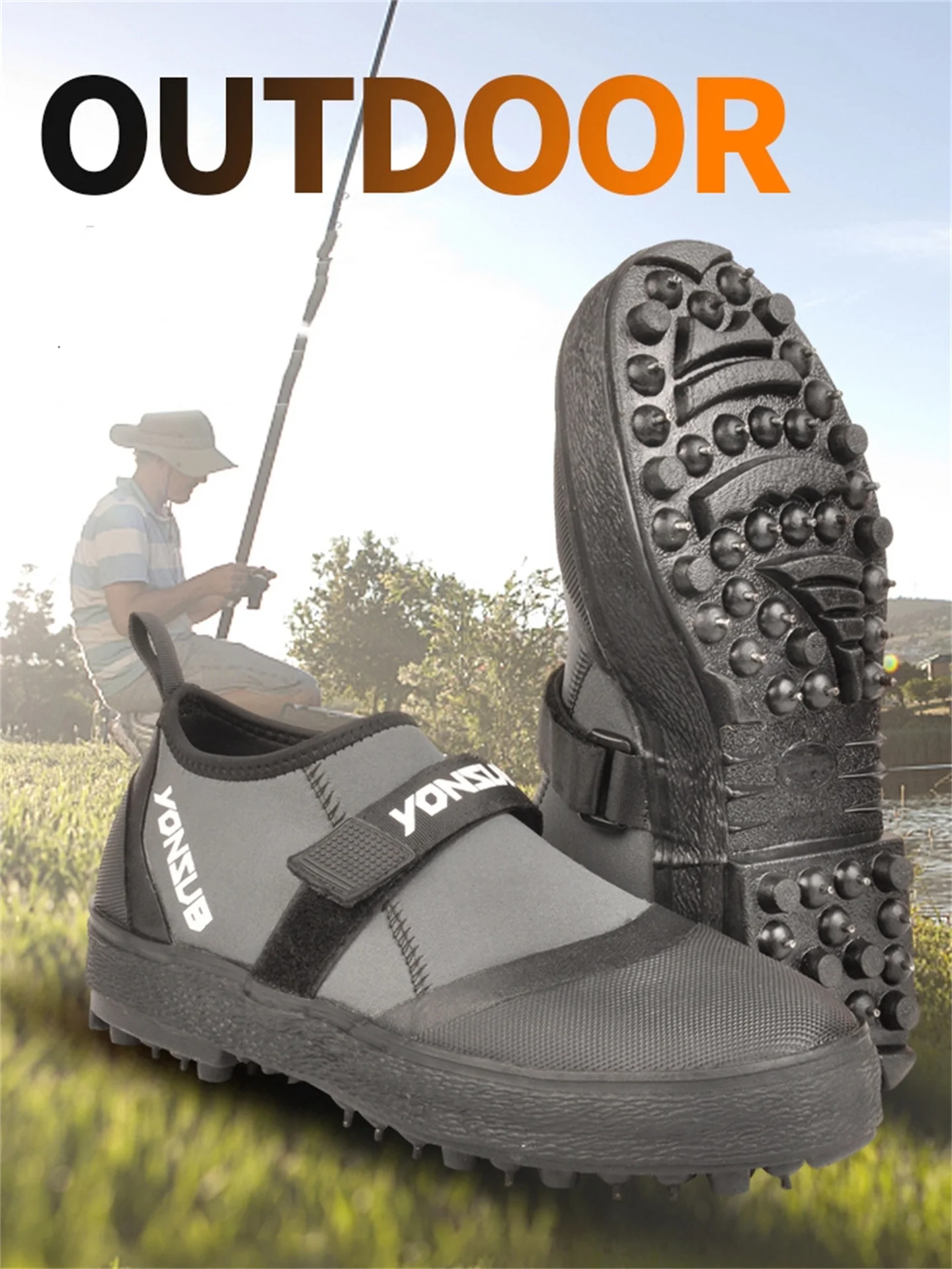 Fishing Shoes For Rocky Reefs Sea Fishing Shoes Fishing Non-Slip Spikes Anti-Glue Rafting Equipment River Tracing Shoes