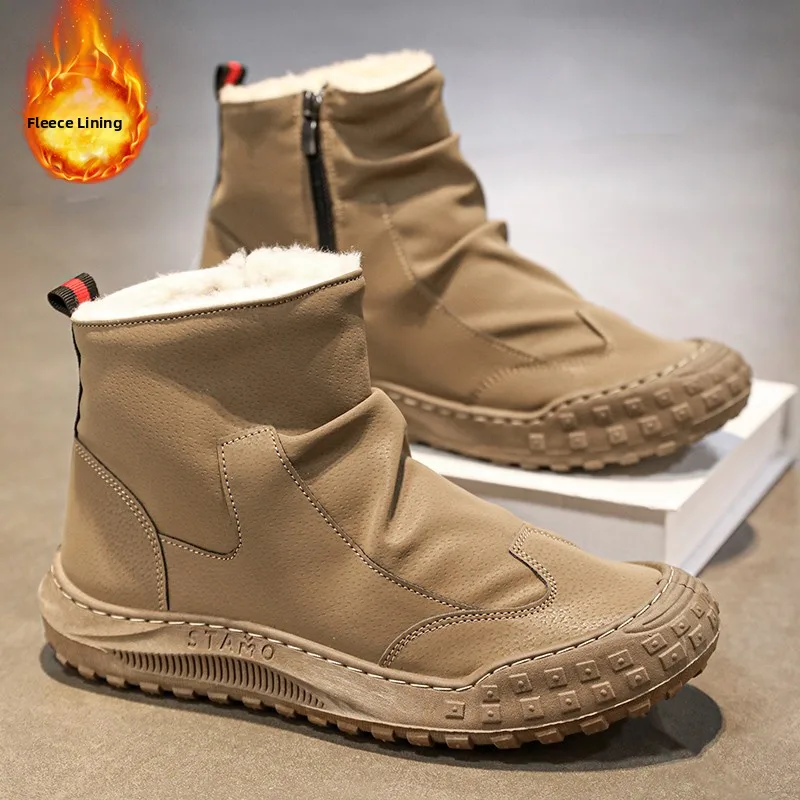 

Северо-восточные мужские зимние высокие зимние ботинки Thiened Fce на подкладке, теплые нескользящие ботинки Cotton oes для охраны труда