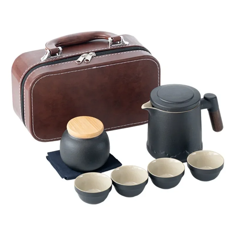 Thick office cup portable travel tea set Kung Fu set one pot four cups outdoor camping tea gift box gift