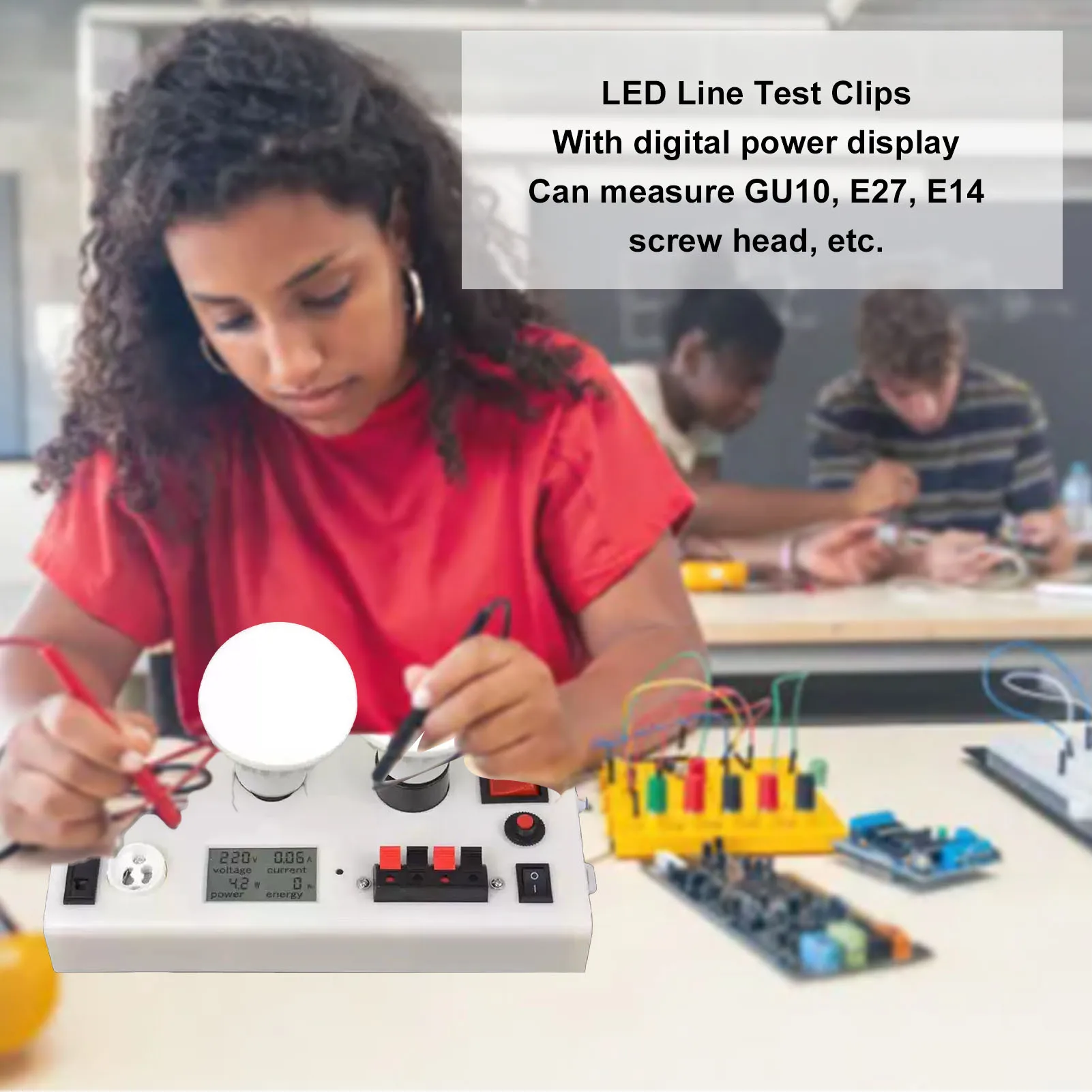 

Тестер мощности светодиодной лампы Многофункциональный тестер напряжения тока Power PF E27 E14 GU10 2-контактный тестер цоколя для светодиодной лампы Тестер лампы накаливания