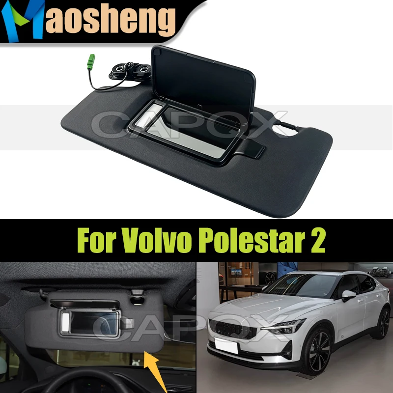 Car Sun Visor For Volvo Polestar 2 Side Shade Sunvisor With Mirror With Light Sunshade Cover Shade Sun Visor