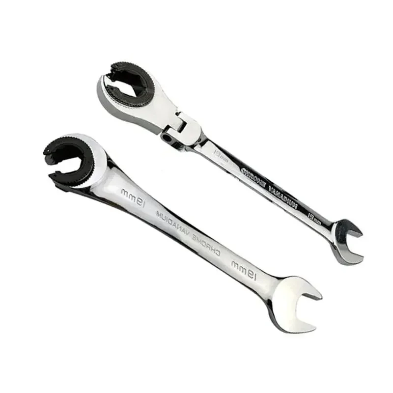 72 Teeth Tubing Ratchet Wrench 8-19mm with Open Flex-head Oil Spanners Fix Head Ratchet Wrench Hand Tools