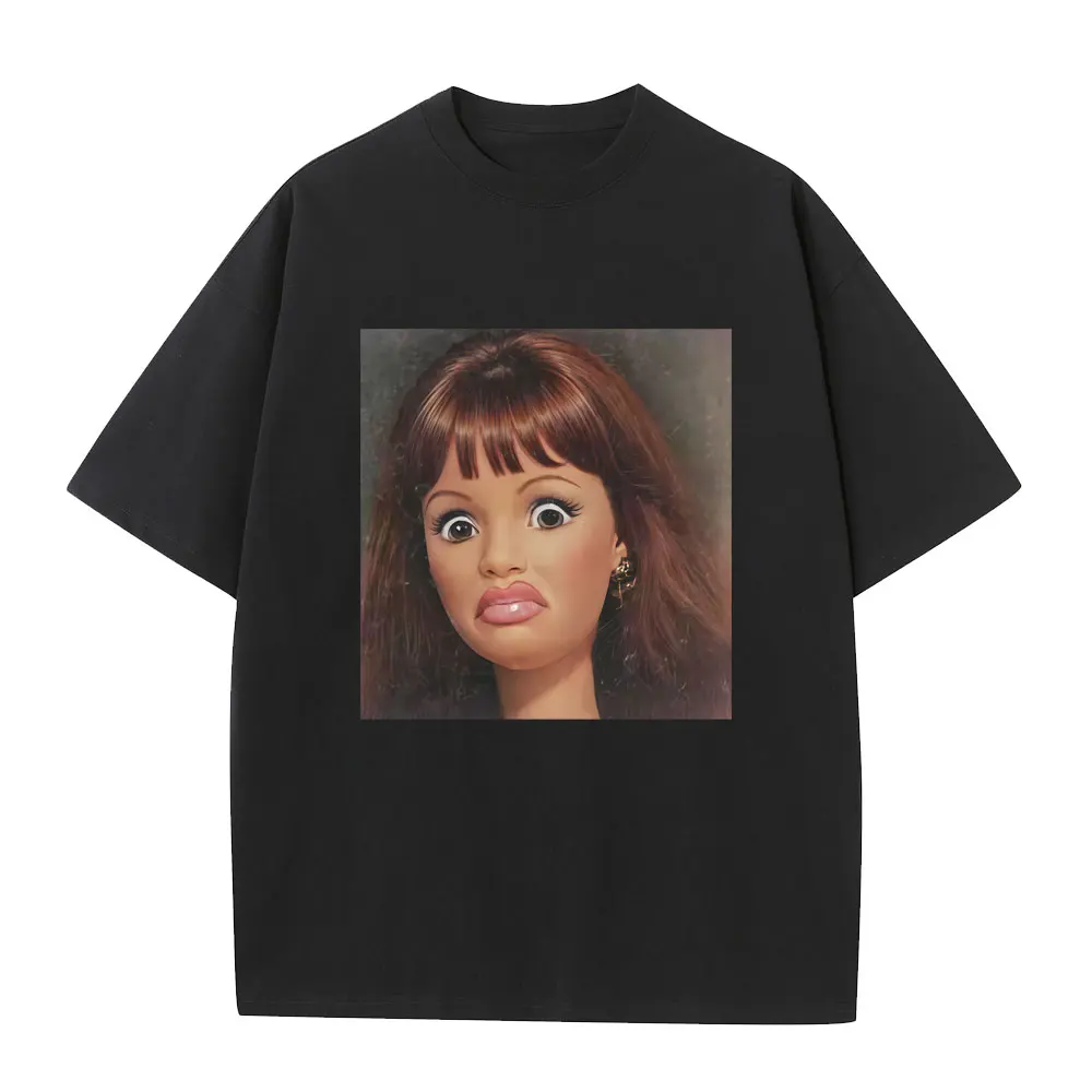 

Hot Funny Disgusting Doll Meme Graphic T-shirt Men Women High Quality Cotton T Shirts Casual Oversized Short Sleeve Streetwear
