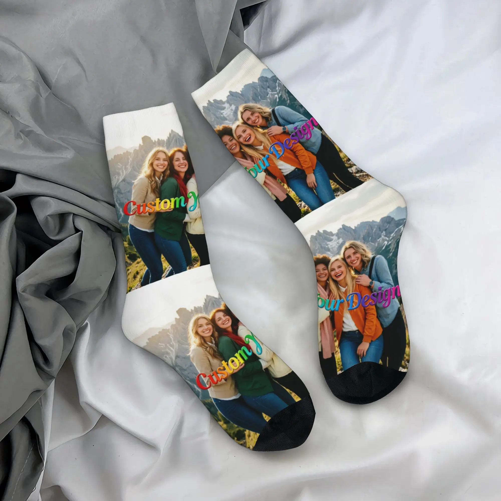 Custom Your Design Men's Crew Socks Unisex Fashion 3D Printing Customized Logo Printed Dress Socks