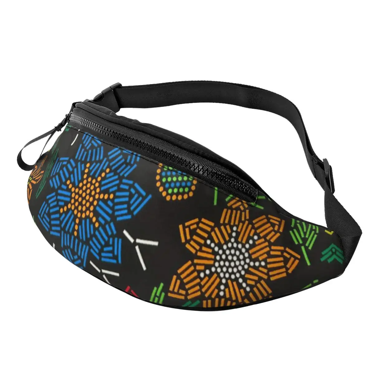 eometric African Ethnic Tribal Ankara Pattern Fanny Pack for Cycling Camping Women Men Crossbody Waist Bag Phone Money Pouch