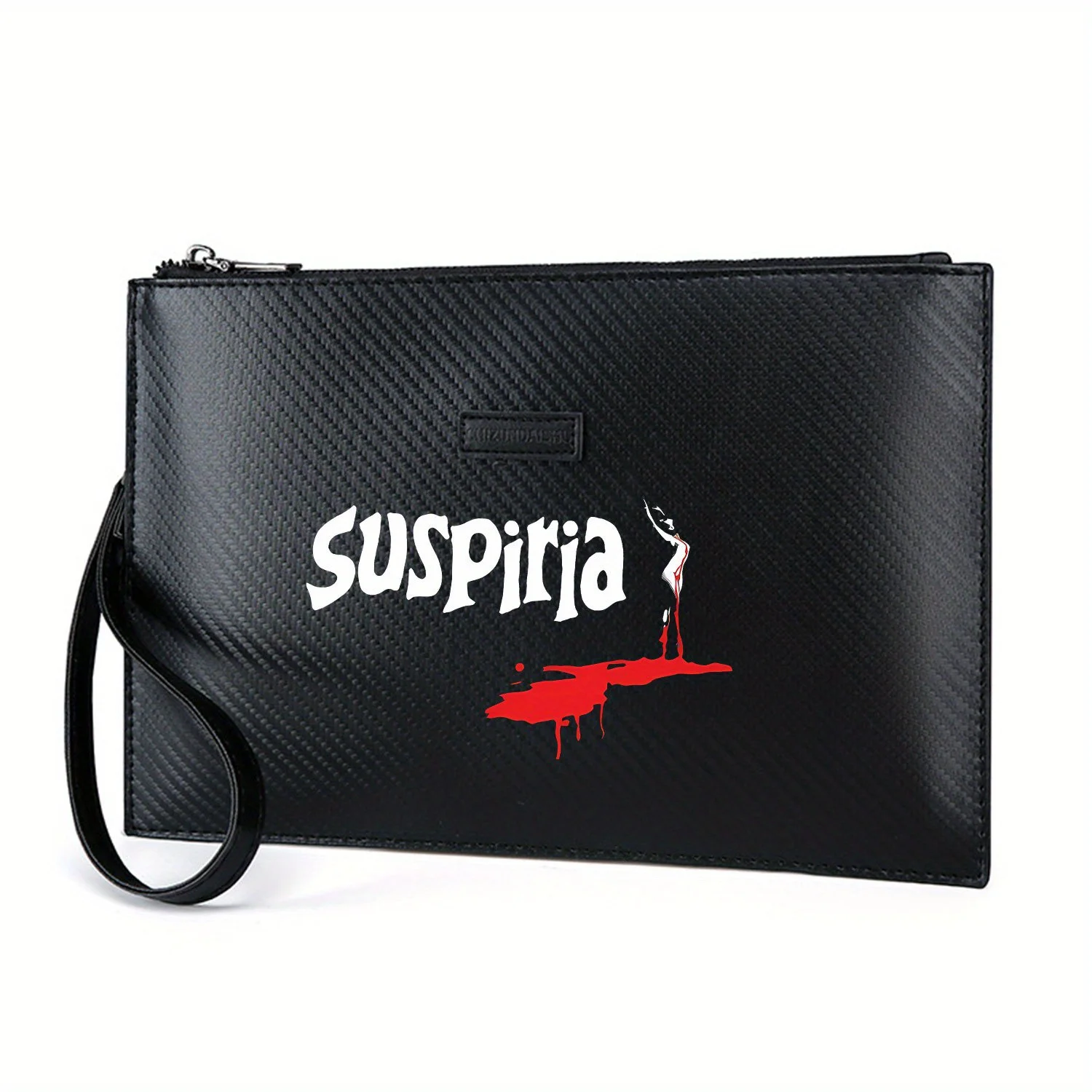 Suspiria white text bloody figure Elegant Printed PU Men's Handbag Fashionable and Practical for Everyday Carry