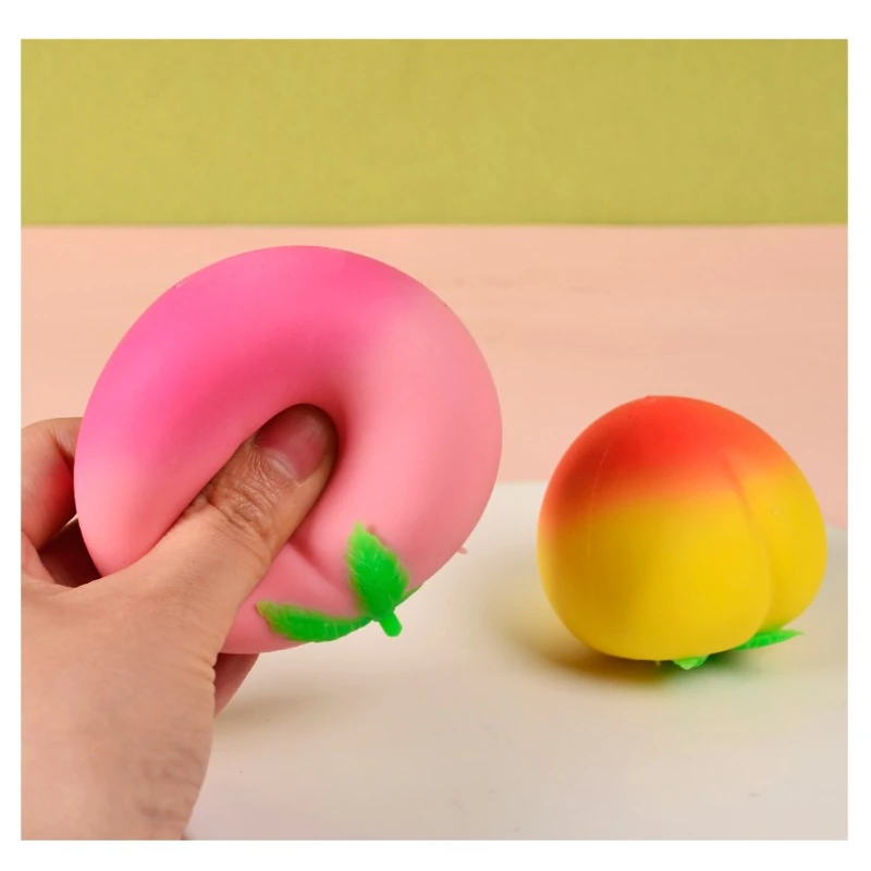 2pcs Peach Squishy Toy Simulation Fruit Shaped Stress Relief Toy Anxiety Relief Squeeze Toy Desktop Decor Gifts