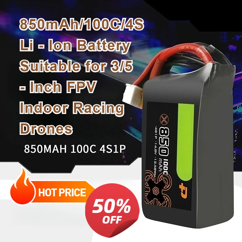 

850mAh/100C/4S Li - Ion Battery for 3/5 - Inch FPV Indoor Racing Drones