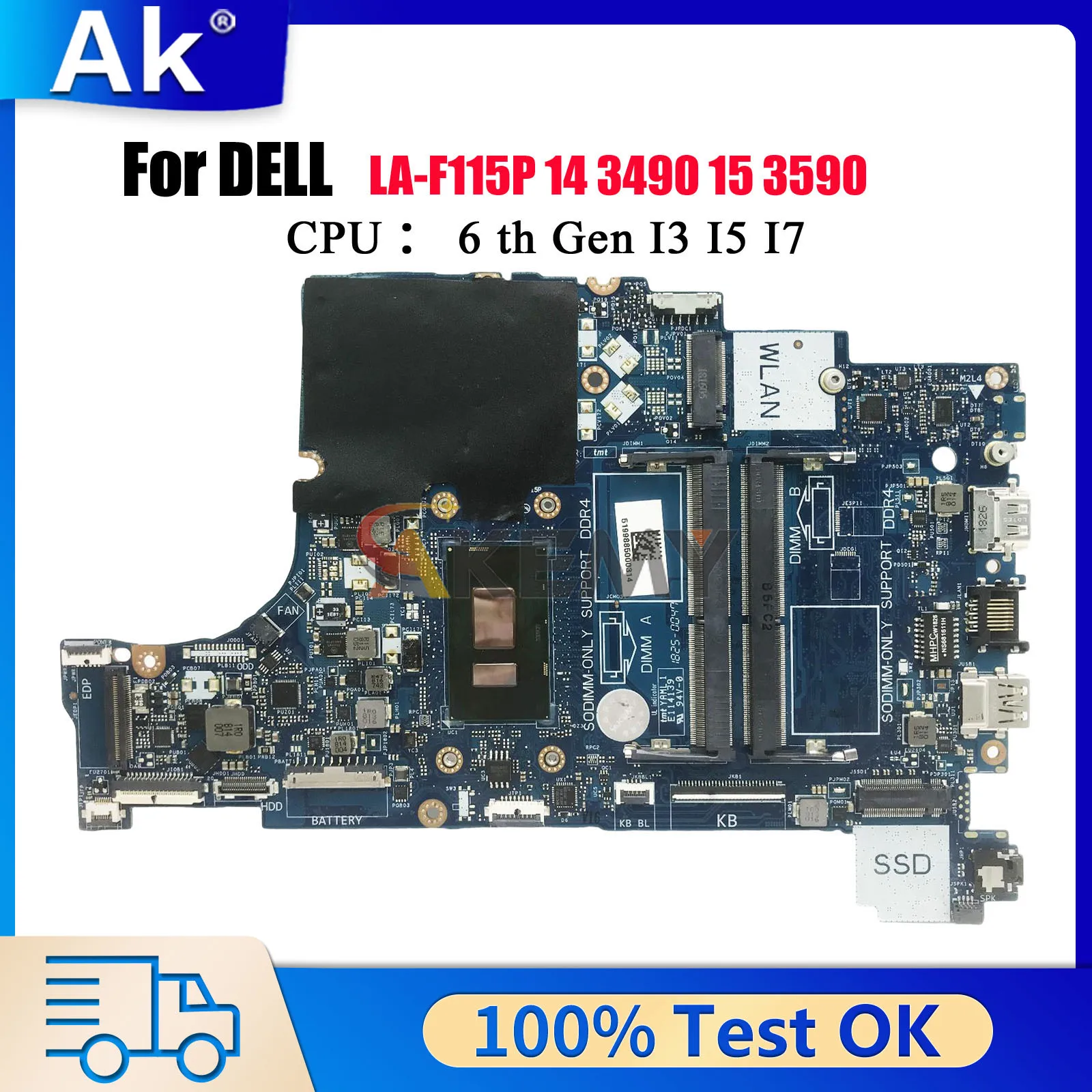 

Материнская плата LA-F115P для Dell Inspiron 15 5570 17 5770 CAL50 DAL10 с процессором i3 i5 6/7/8 поколения 0F093X 0K6KNT, 100% полностью протестирована
