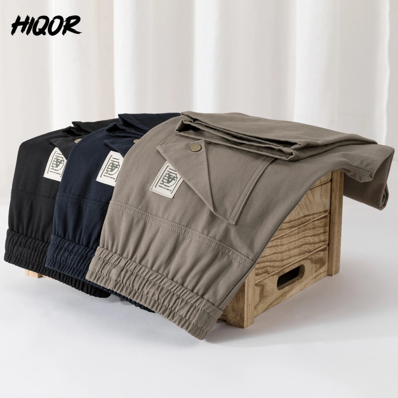 

HIQOR Spring Straight Trousers for Men Summer New Men's Casual Pants Unique Embroidery Cotton Cargo Baggy Pants Male Pantalones