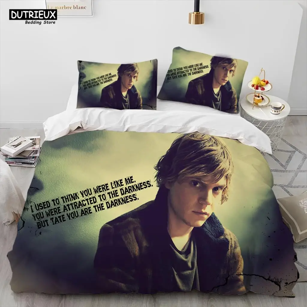 Cute Evan Peters Movie TV Actor Comforter Bedding Set,Duvet Cover Bed Set Quilt Cover Pillowcase,king Queen Size Bedding Set