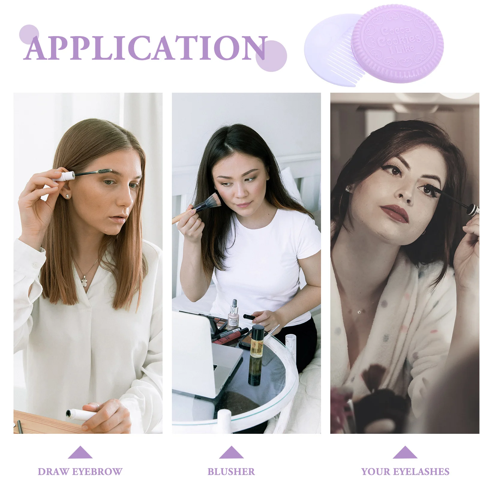 Tragbarer Spiegel in Schokoladenplätzchenform, Kamm, kompakter Make-up-Spiegel, Reise-Mini-Handtaschen-Geldbörsen-Zubehör