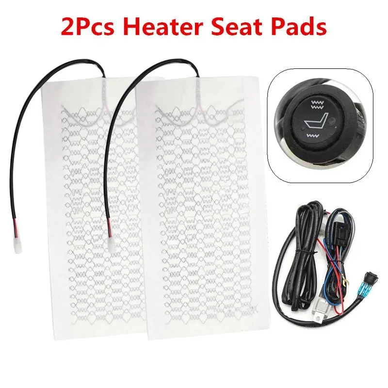 Universal 12V Motorcycle ATV UTV E-Bike Carbon/ Alloy Fiber Seat Heater Warmer Kit Round High-Low Switch Heated Pad