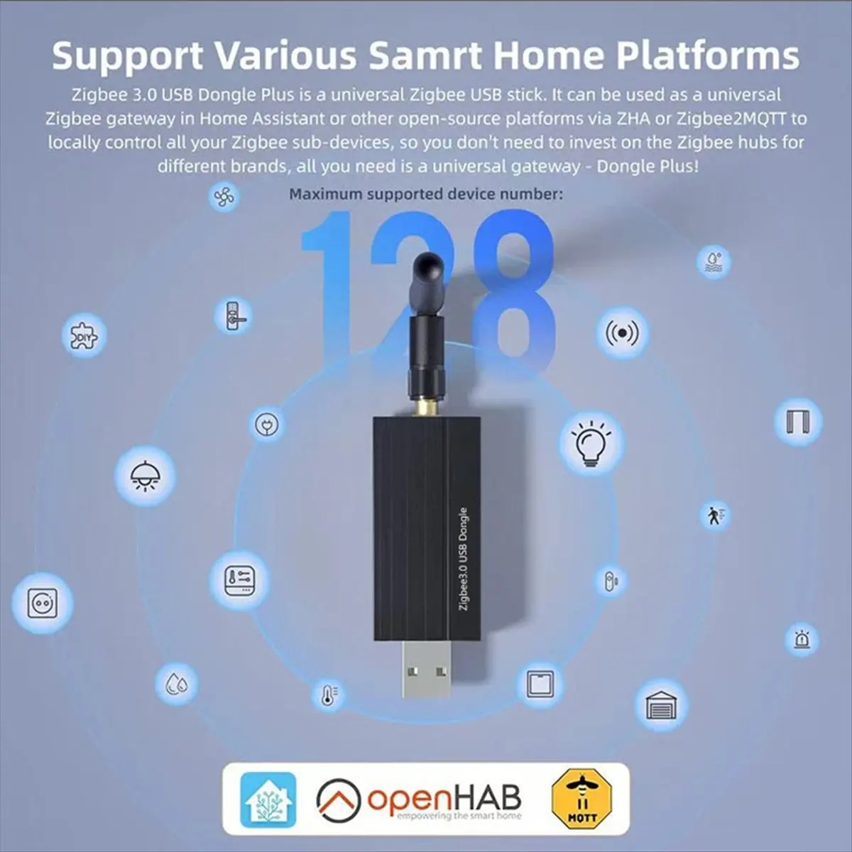 Zigbee 3.0 USB Dongle Multi-Protocol Support Plug & Play for Home Assistant OpenHAB ZigBee 2MQTT [mrae3]