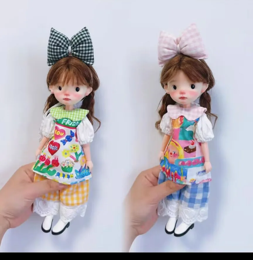 

3pcs dopamine style 2025 Blythe/Landoudou Top+pants+ bow hair accessories series 1 (Fit for Lulu,ymy24,Ob22,24,26,zone, Jenny)