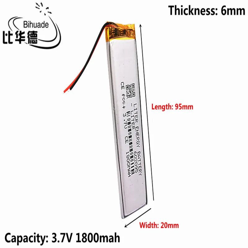 3.7V 1800mAh 602095 Lithium Polymer Li-Po li ion Rechargeable Battery Lipo cells For Electrograph PDA Portable Speaker toys