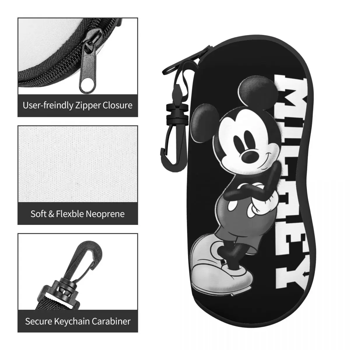 Custodia per occhiali Mickey And Friends custodia per occhiali Unisex Anti-caduta con cerniera Mickey Mouse scatola portaoggetti per occhiali magri